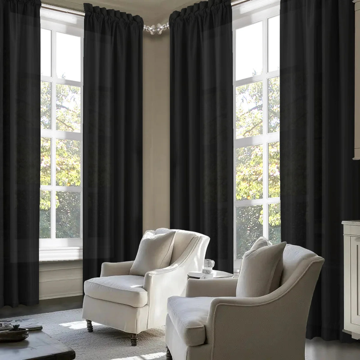 SABALANICA Light Filtering Fade Resistant Polyester Rod Pocket Curtains