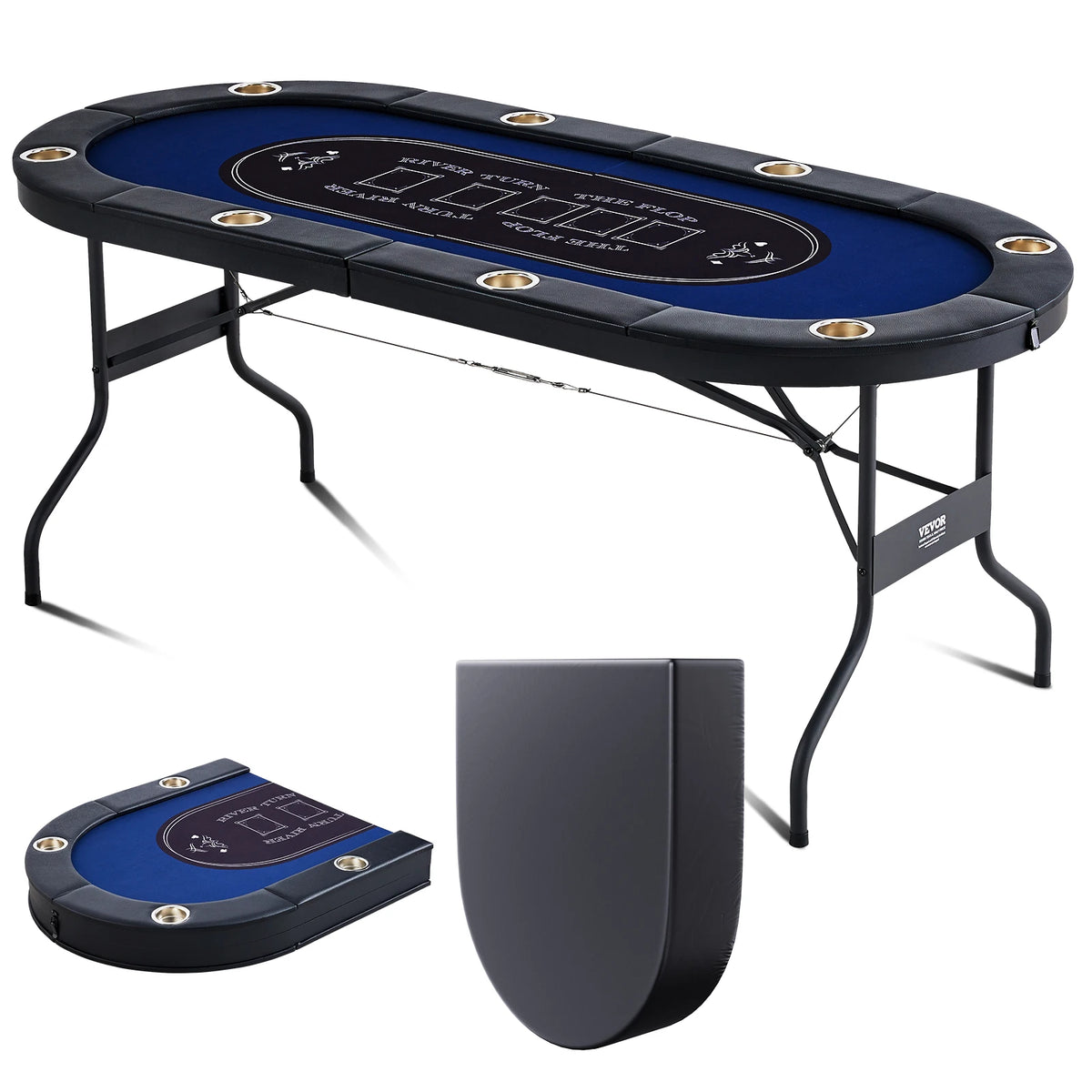 SucceBuy Foldable Poker Table with Padded Rails and Cup Holders