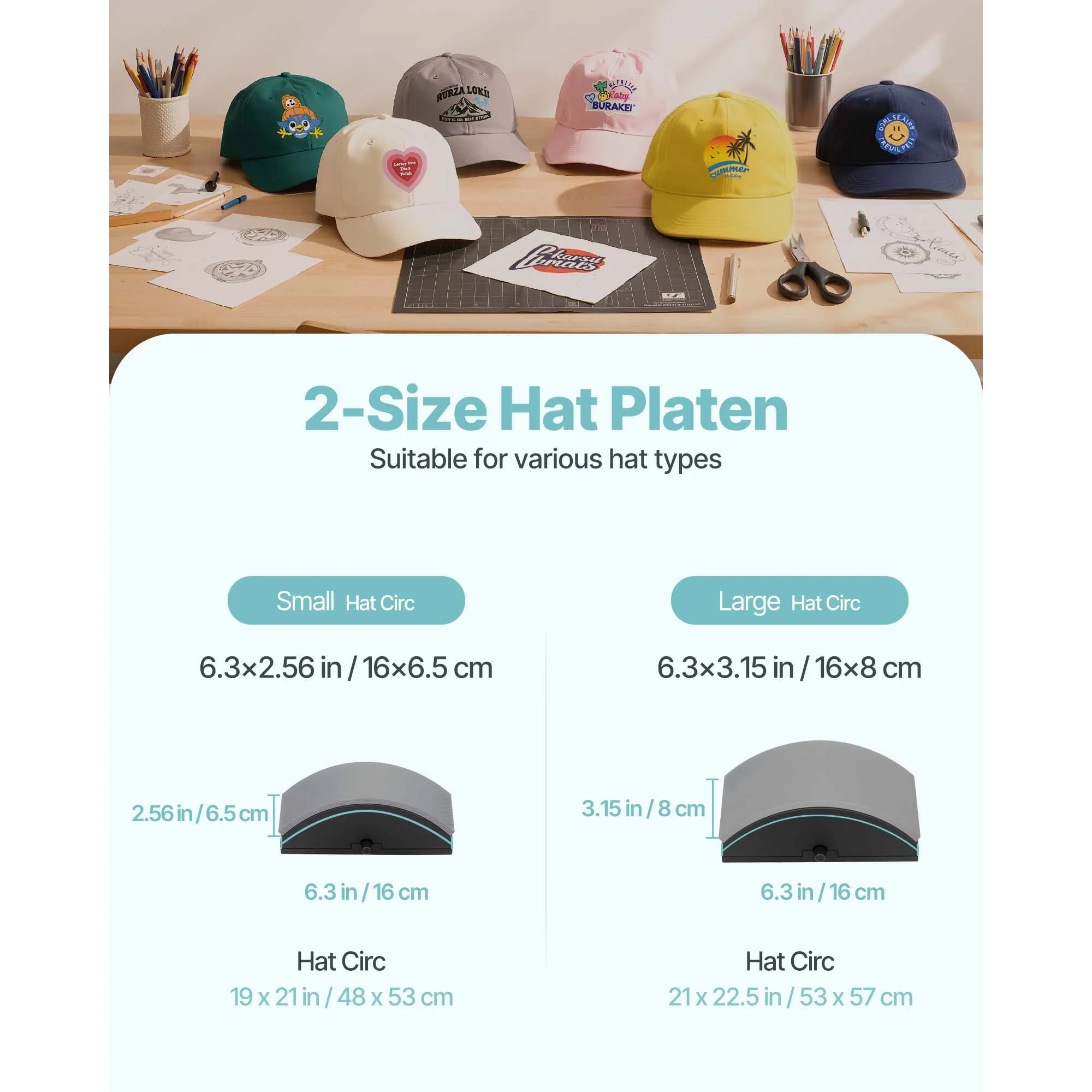 SucceBuy Hat Heat Press Machine with 2/4pcs Interchangeable Platens Precise Temperature and Time Control Hat Heat Press