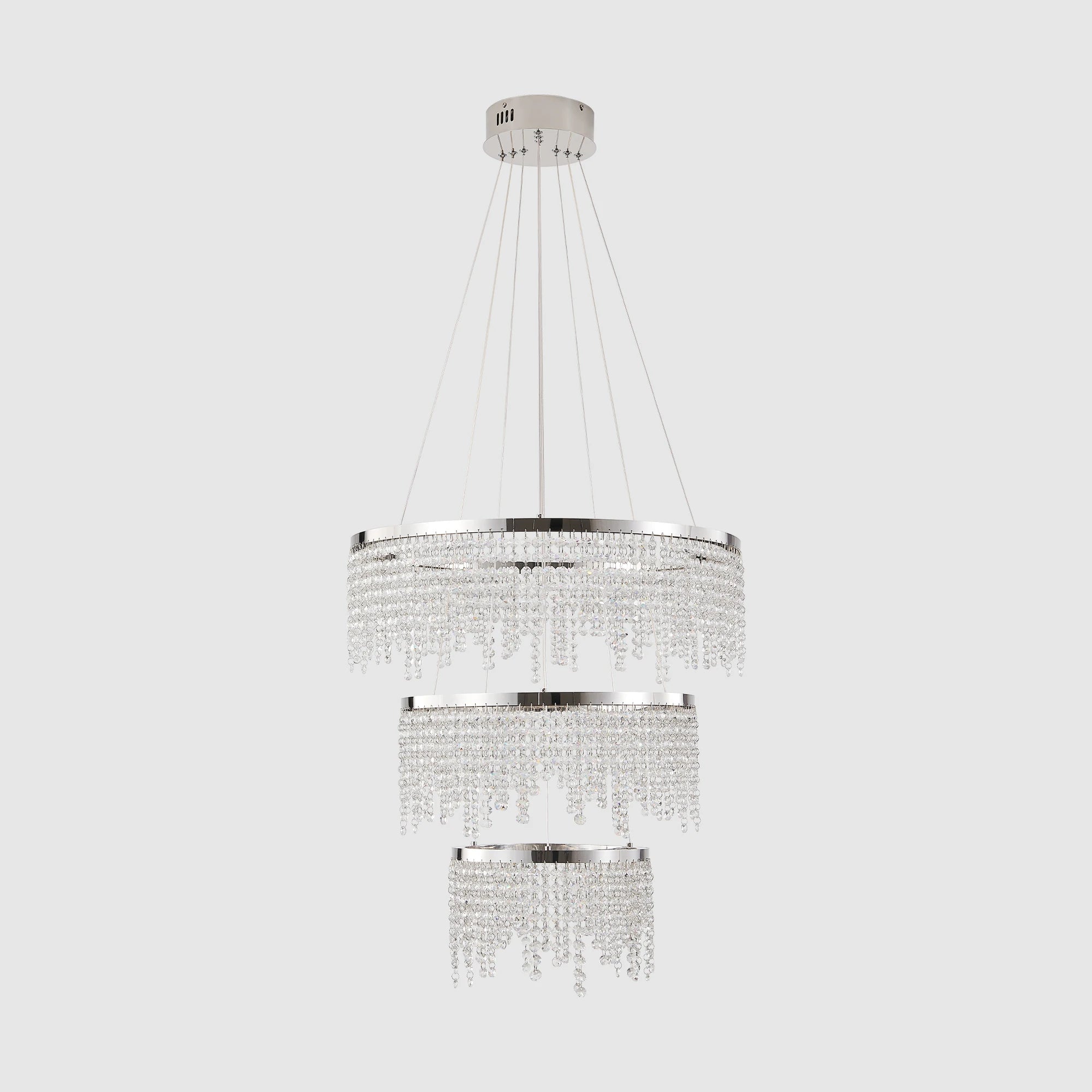 23.6-inch Crystal Chandelier, Dimmable Led Ceiling Lamp, Adjustable Color Temperature 3000K/4000K/6000K, Height Adjustable, Luxury Round Chandelier, Suitable for Living Room, Dining Room, Bedroom