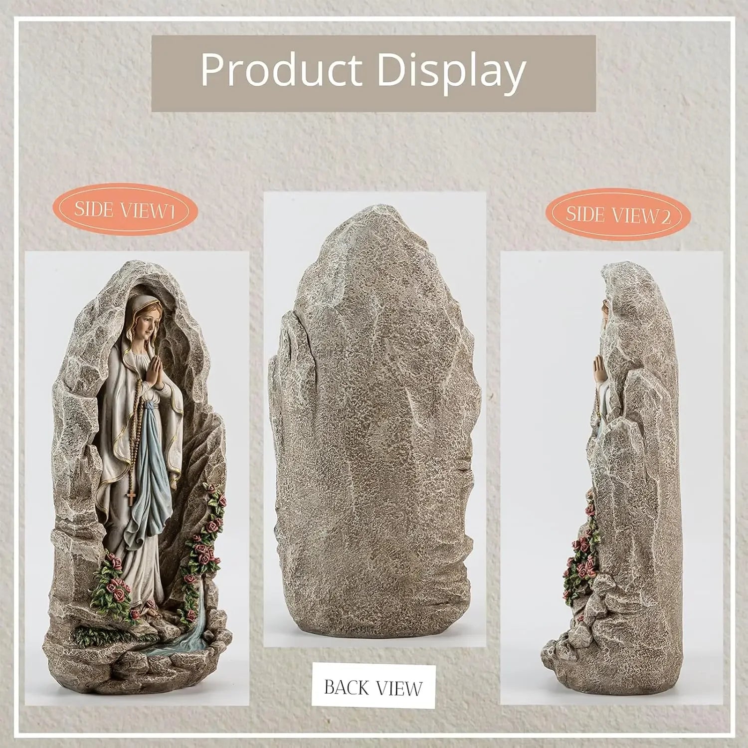 Virgin Mary Statue Catholic Decor Our Lady Of Lourdes Grotto Sculpture Home Yard Patio Lawn Hallway