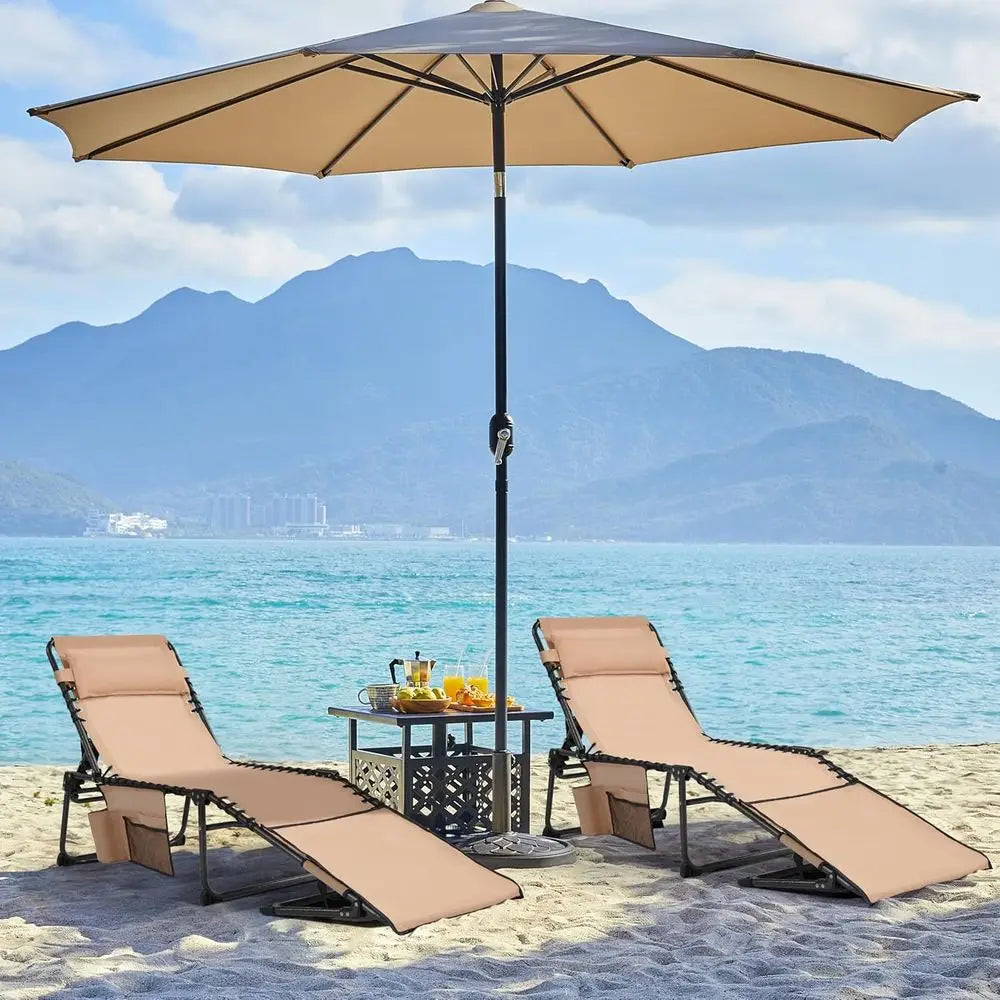 22.4" Tanning Chair with ace Hole, Adjustable 5-Position olding Chaise Lounge Chairs, Outdoor Lounge Chairs or Lawn, Beach, Suth