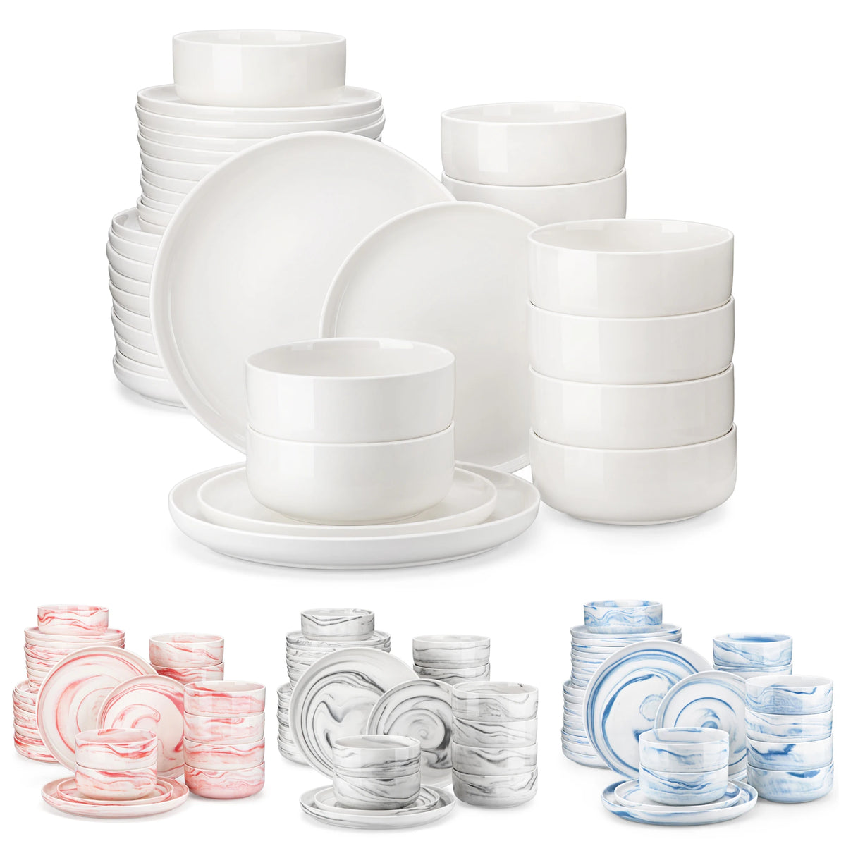 MALACASA Ceramic Porcelain Dinnerware Set With Plates And Bowls