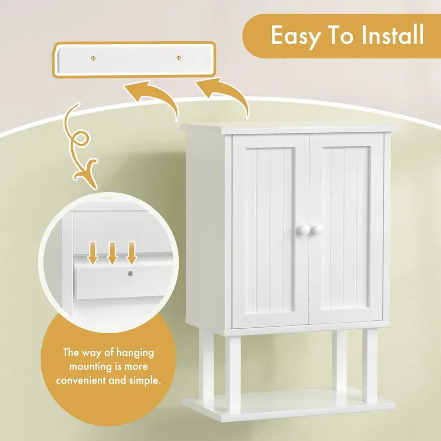 XMSJ Bamboo Bathroom Wall Cabinet Over Toilet With Adjustable Shelves