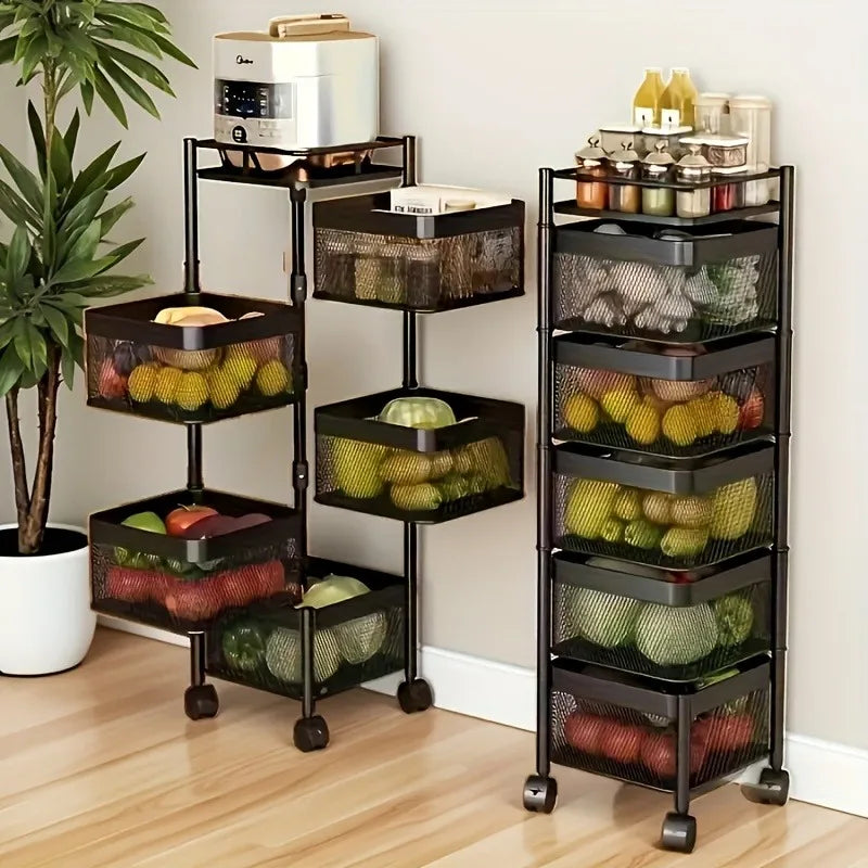 Rotating Kitchen Storage Rack 5 Tier Fruit And Vegetable Organizer