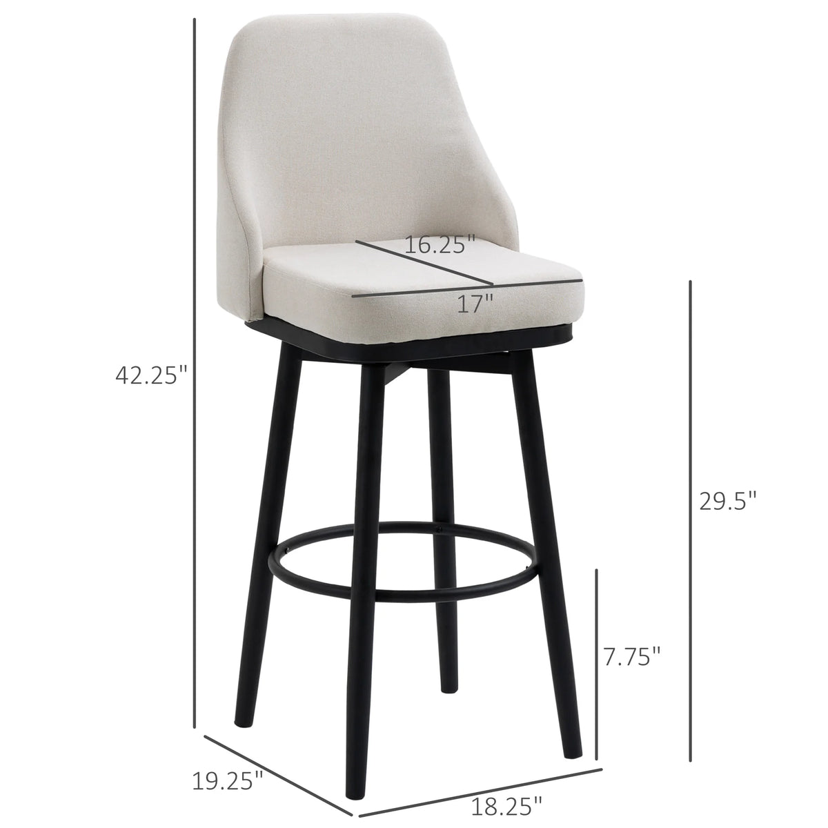 HOMCOM Modern Swivel Barstools With Steel Legs for Kitchen Furniture