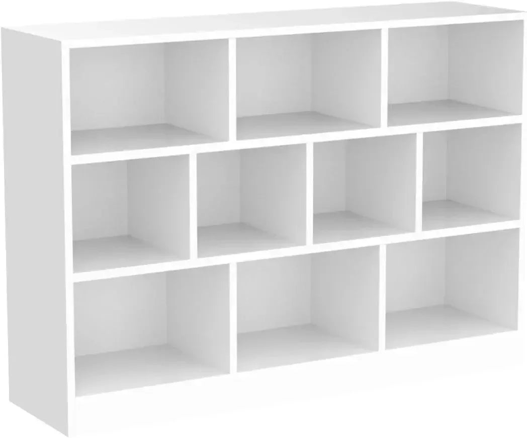 Limited-time promotionCustomizable White Bookshelf, 3-Tier Open Shelf Bookcase, 10 Cube Storage Organizer with Anti-Tilt Device