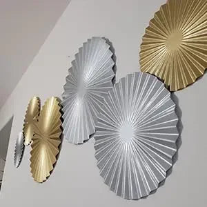 Silver and Gold Wall Art Set Of 6, Wall Decor Metal Modern Accent Large Hanging Decorations Above Bed For Office Bedroom Bathr