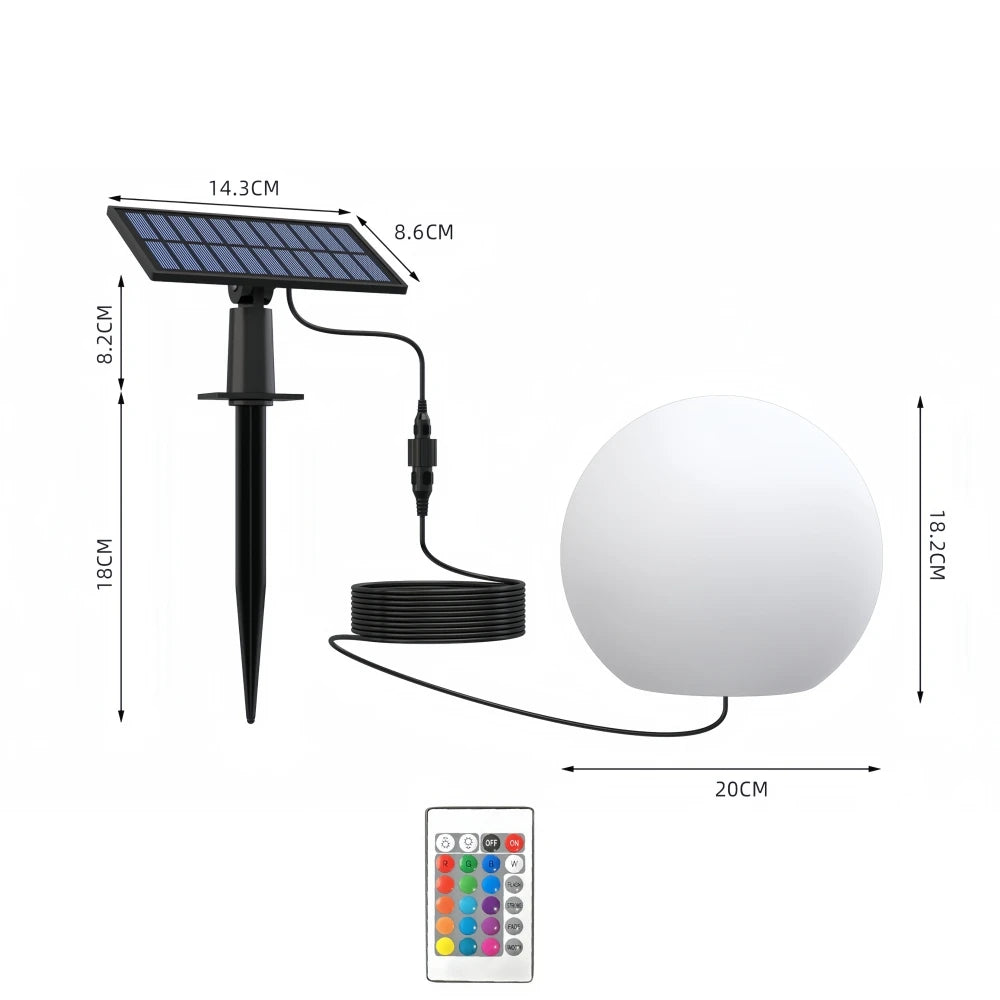Solar Garden Ball Light Outdoor Glow Globe Light with Remote Control LED Waterproof Solar Night Light for Party Holiday Decor