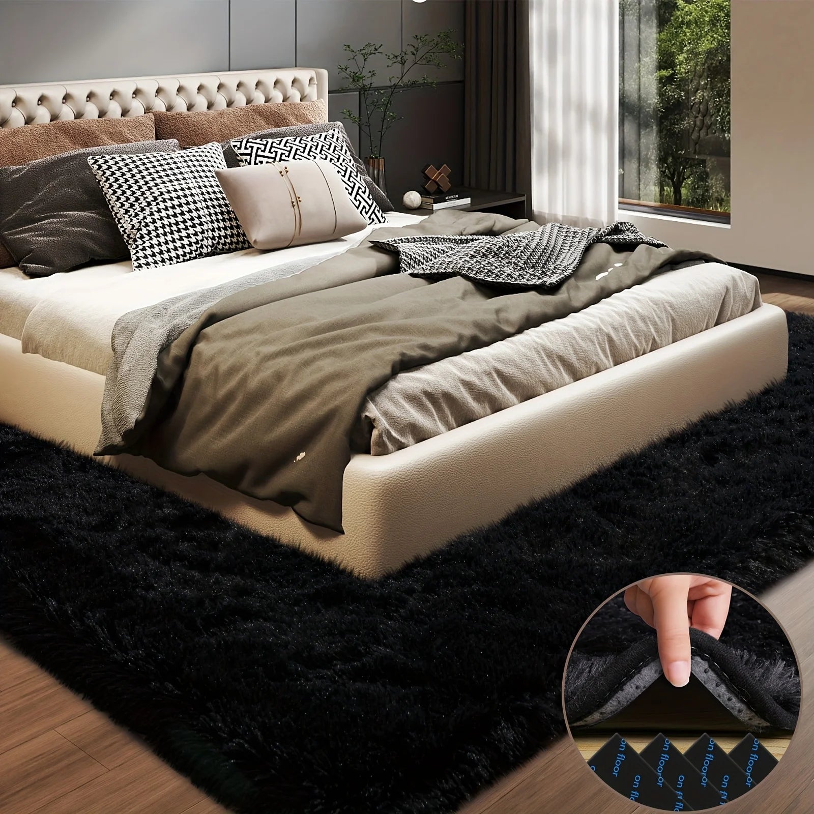Aubusson Plush Area Rug Geometric Modern Living Room Decor