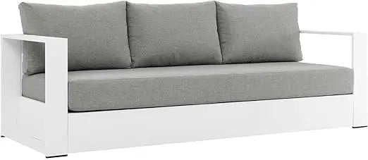 Tahoe Aluminum Outdoor Patio Sofa in White Gray