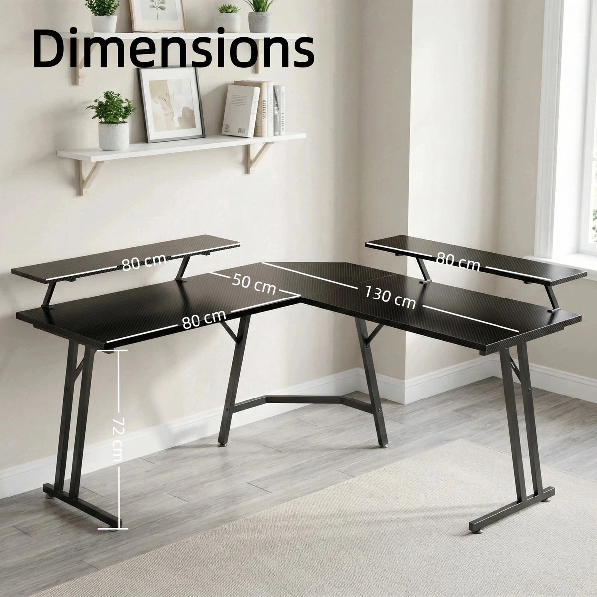 FRODROVIA L-Shaped Gaming Desk With LED Lights And Monitor Stand