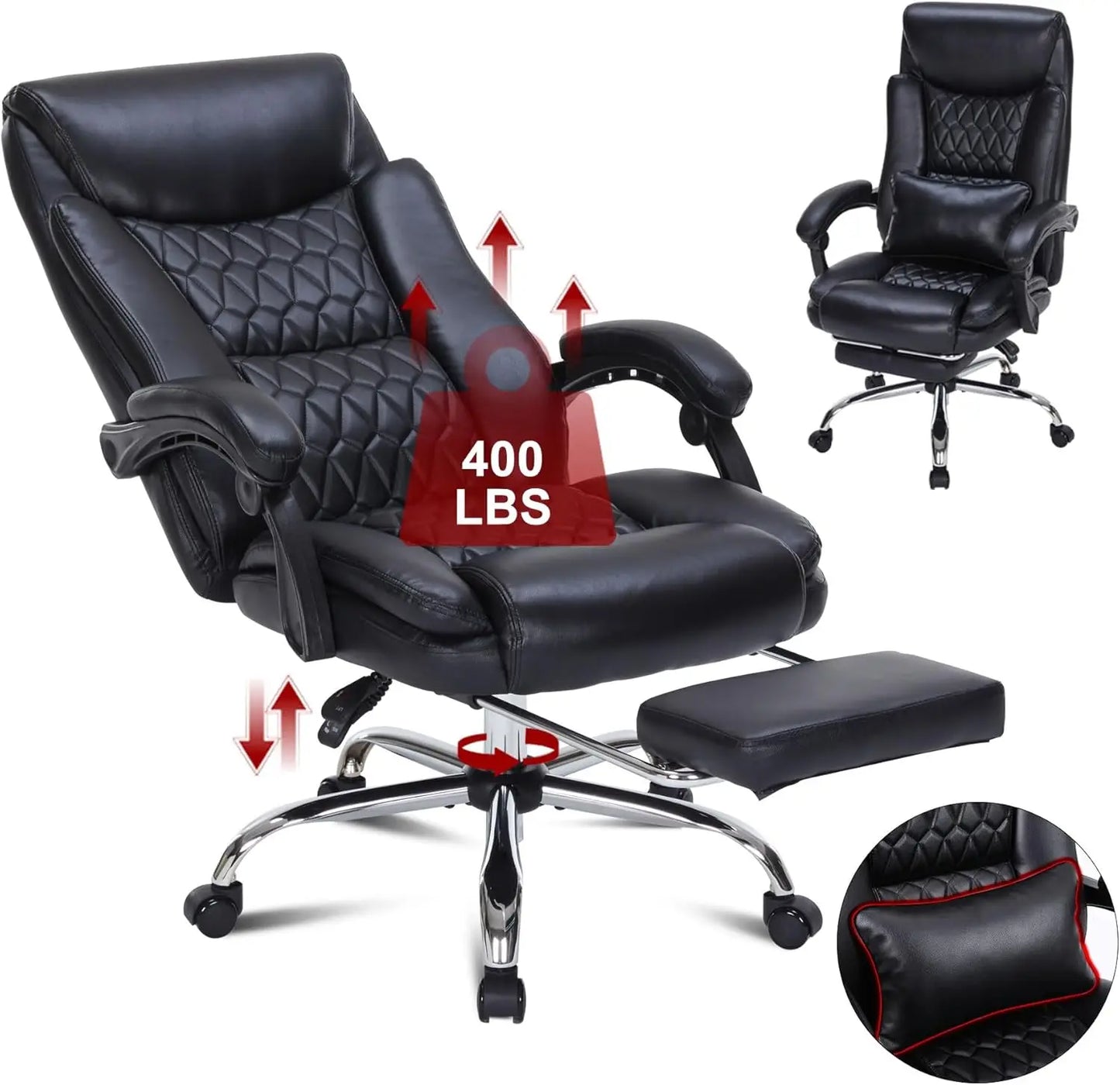 HUANZHUANG Reclining Executive Office Chair With Foot Rest