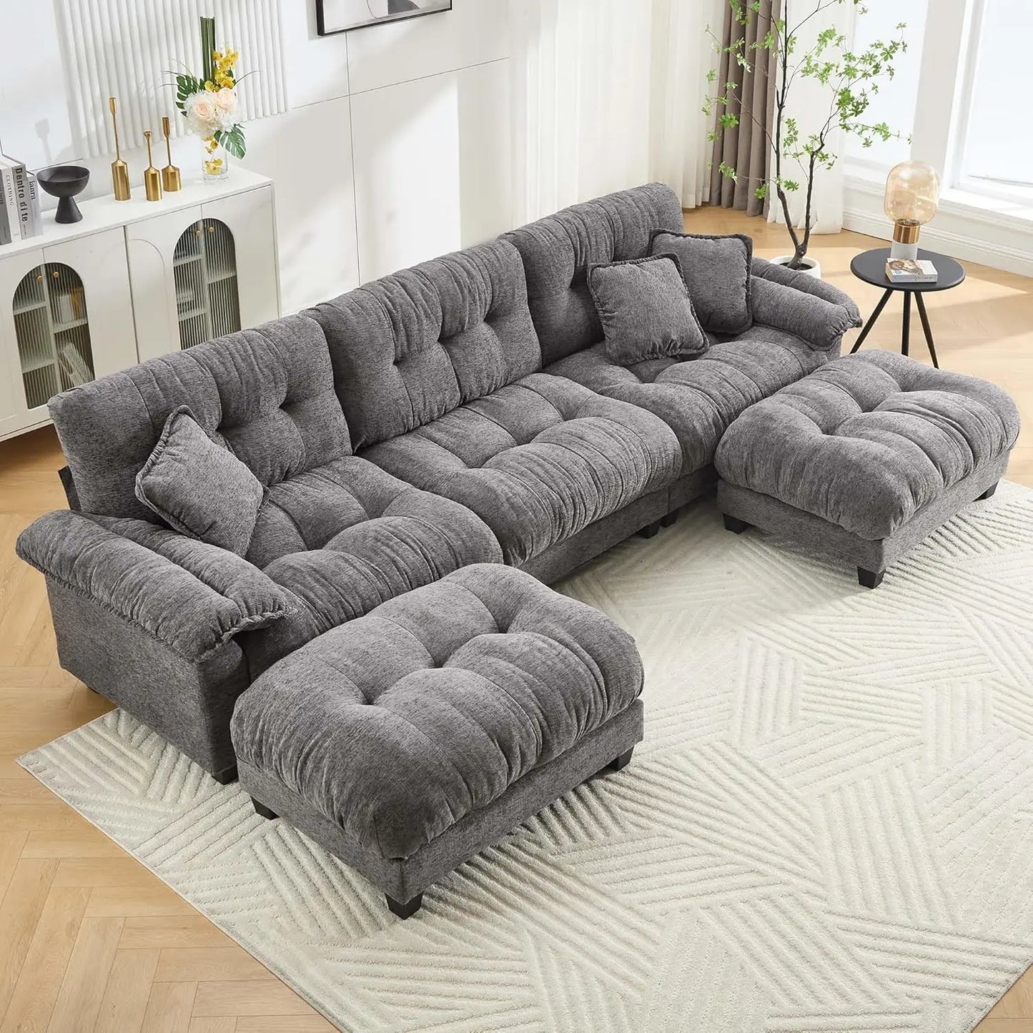 Modular U Shaped Sectional Sofa Chenille Cloud Couch