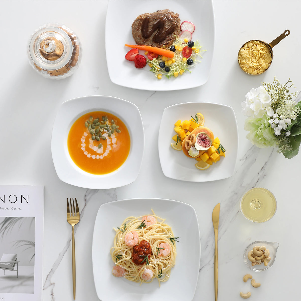 MALACASA Classic Porcelain Dinnerware Set for Dining Collection