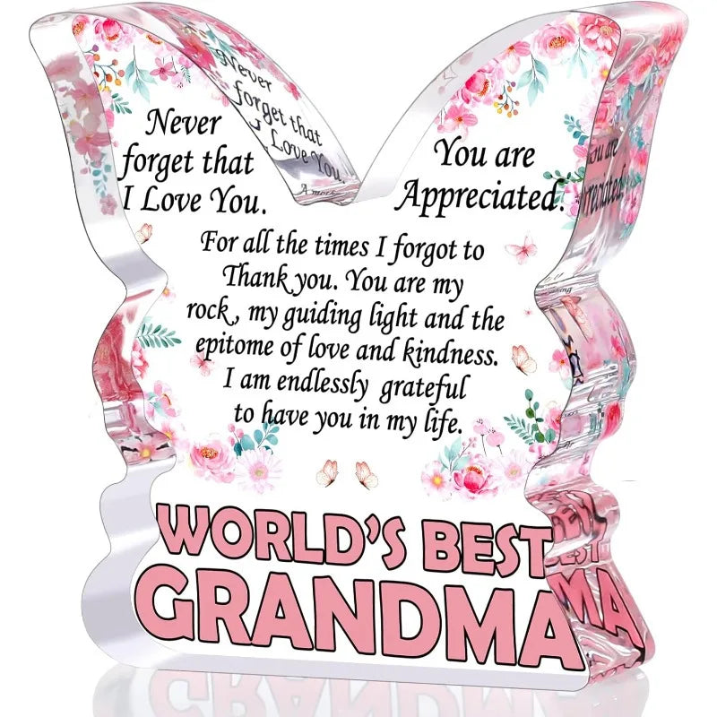 Butterfly Grandma Plaque - Heartfelt Gift from Granddaughter for Christmas & Mother&