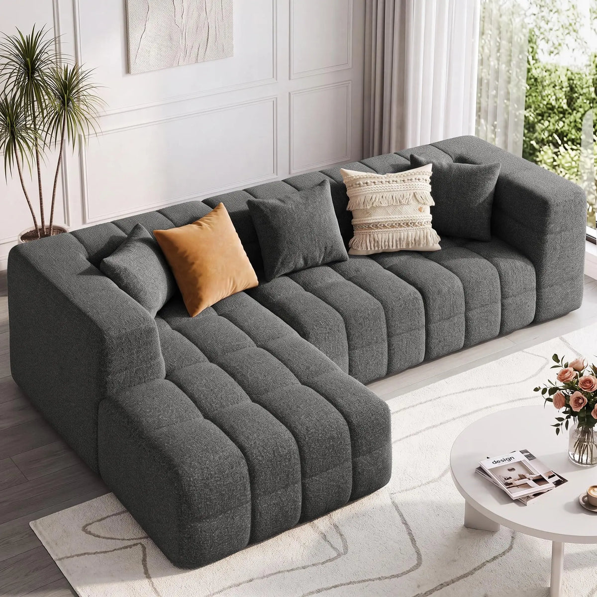 Boneless Modular Sectional Sofa With Chaise And Flexible Seating Design