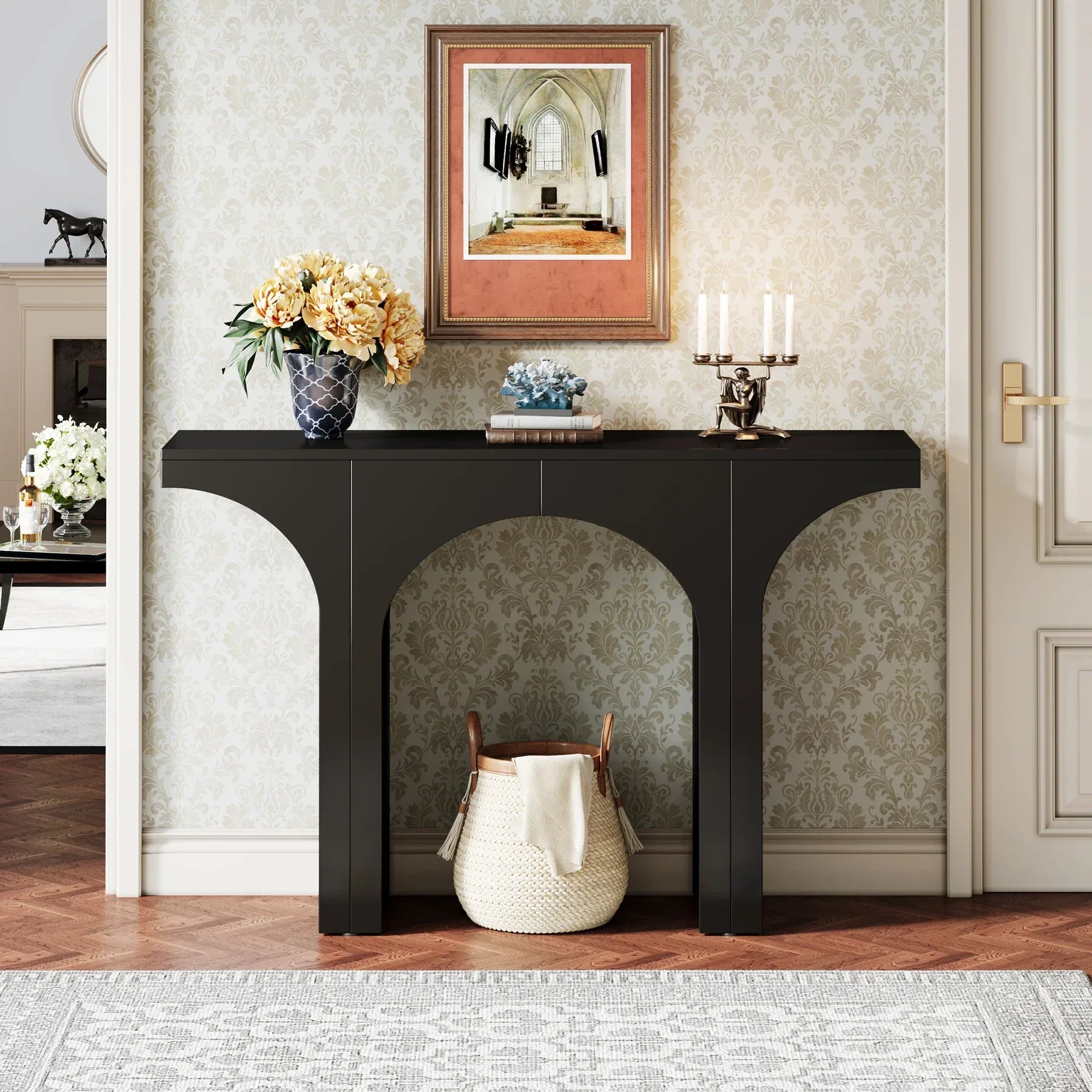 Tribesigns Console Table Modern Entryway Hallway Sofa Table With Arch Base Durable E1 Wood Construction