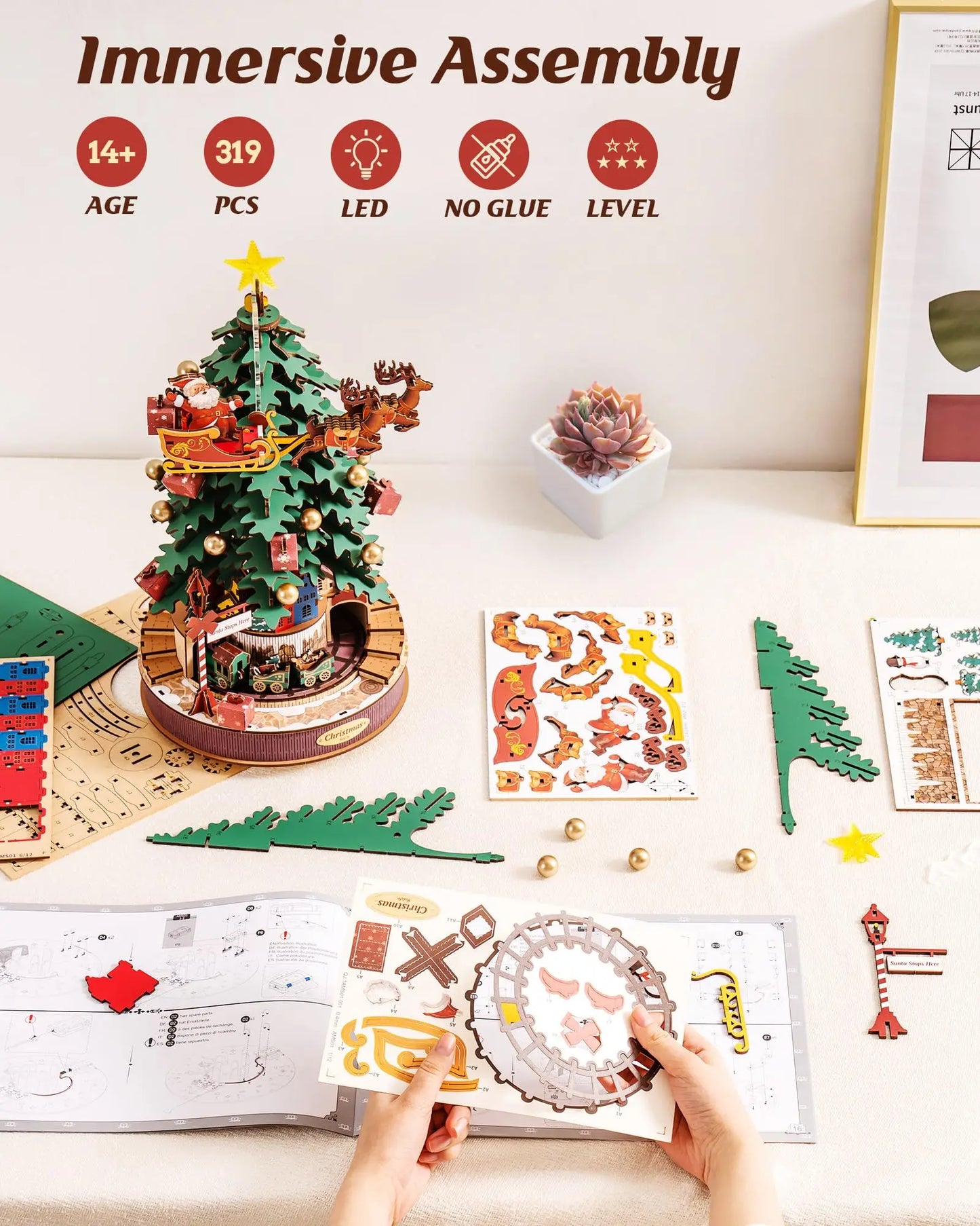 Robotime Christmas Melody Tree Wooden Music Box Puzzle