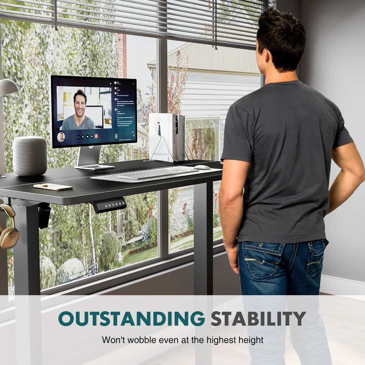 JHK Electric Height Adjustable Ergonomic Standing Desk For Home Office