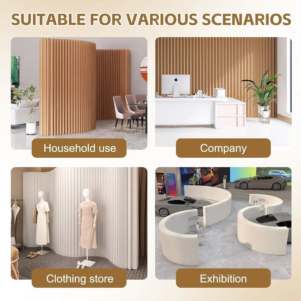 Folding Paper Room Divider, Lightweight Freestanding Privacy Screen Partition Wall for Home or Office, Foldable, Compact Storage