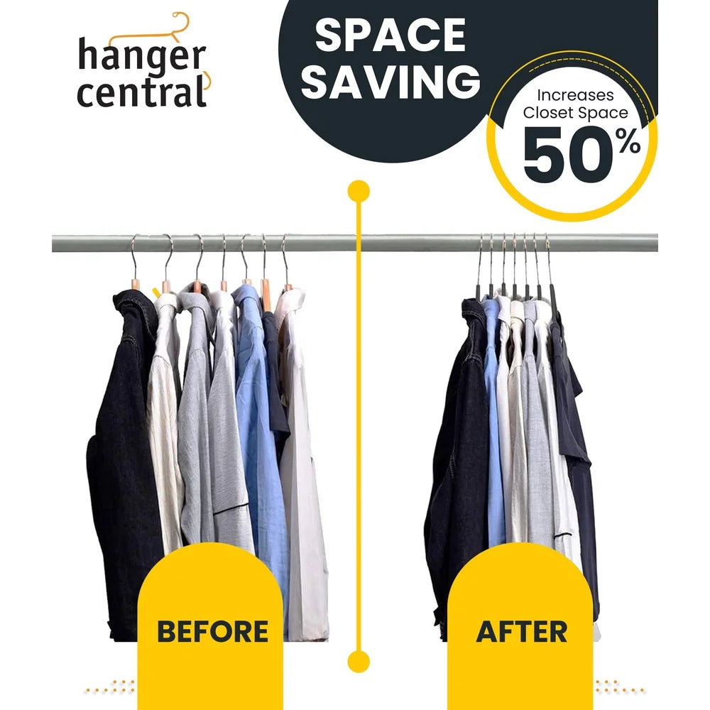 25 Pack Heavy Duty Velvet Hangers Non-Slip 360 Rotating Chrome Hook Space Saving Closet Organizers Ultra Thin Design