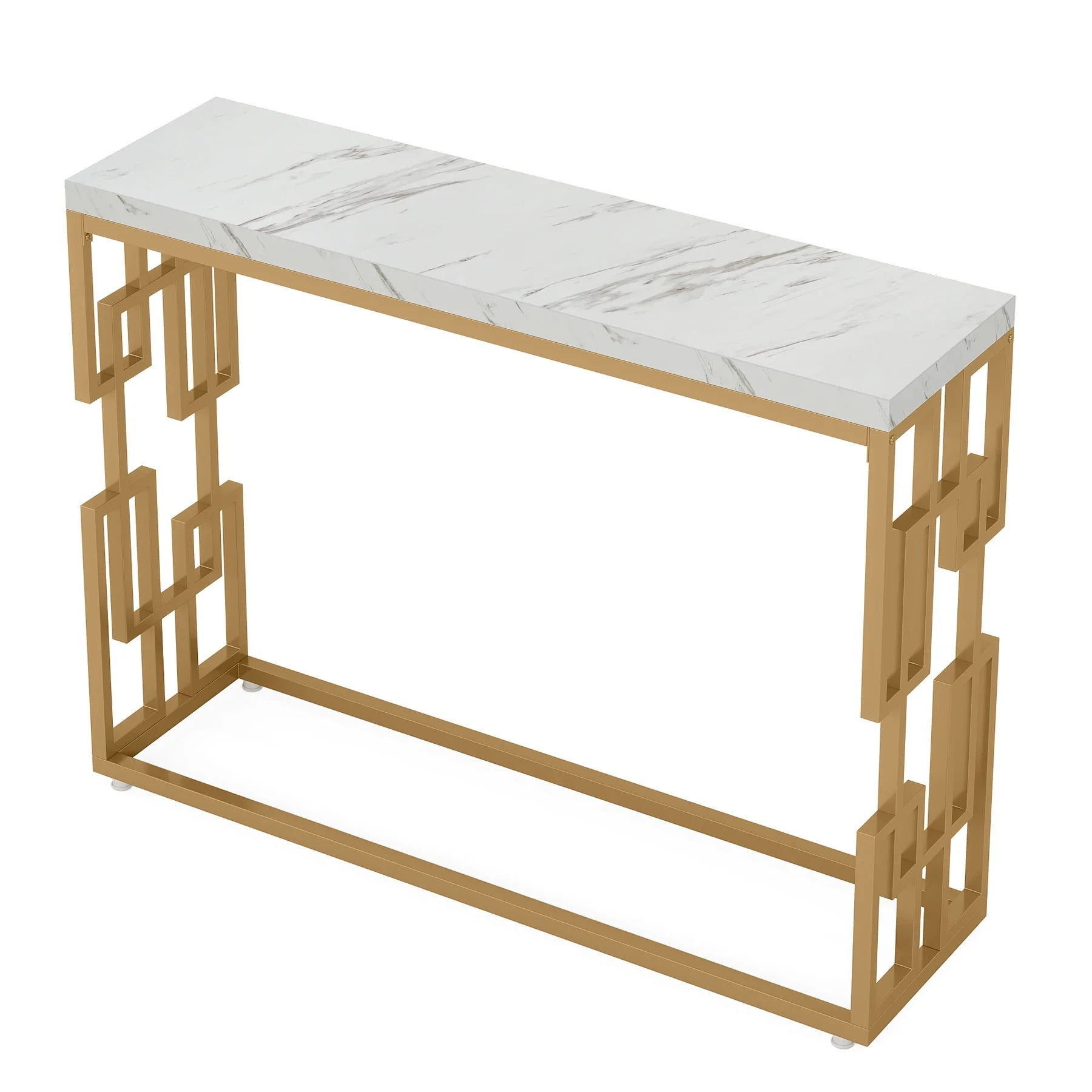 Tribesigns Gold Console Table, Modern 42.5" Sofa Tables Entryway Hallway Foyer Table, White Faux Marble Tabletop Sofa Table