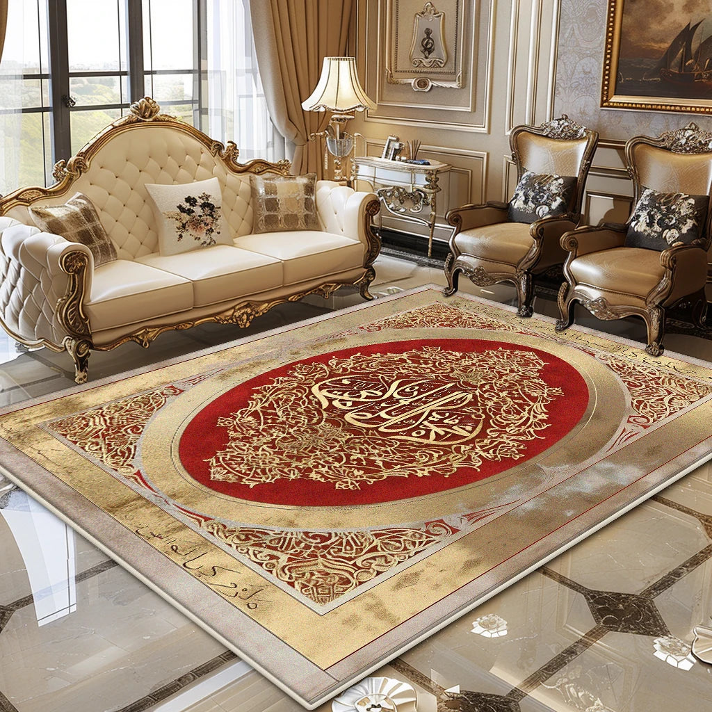 European Luxury Living Room Carpet Gold Decor Home Large Area Rugs 200x300 Bedroom Bedside Soft Fluffy Floor Mat Customizable