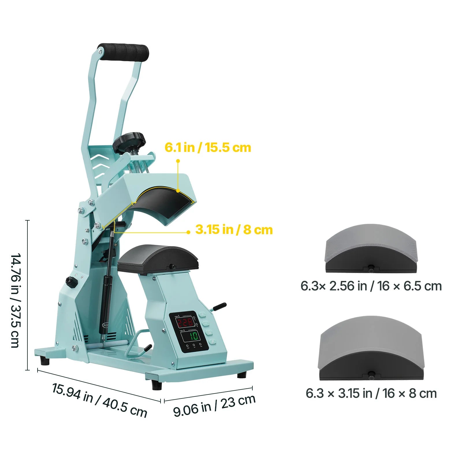 SucceBuy Hat Heat Press Machine with 2/4pcs Interchangeable Platens Precise Temperature and Time Control Hat Heat Press