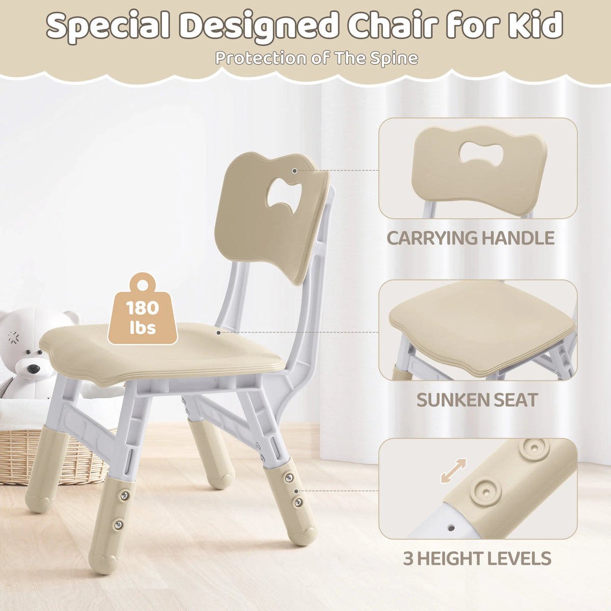 Adjustable Kids Table Set With Two Chairs For Montessori Art Learning