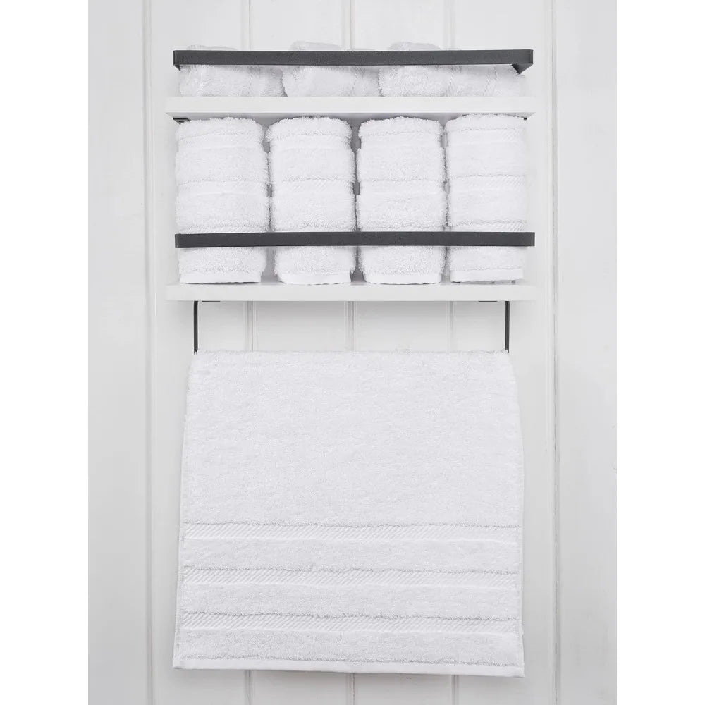 Soft and luxurious bathroom towels, 100% Turkish cotton, four-piece set, suitable for kitchen and bathroom, white.