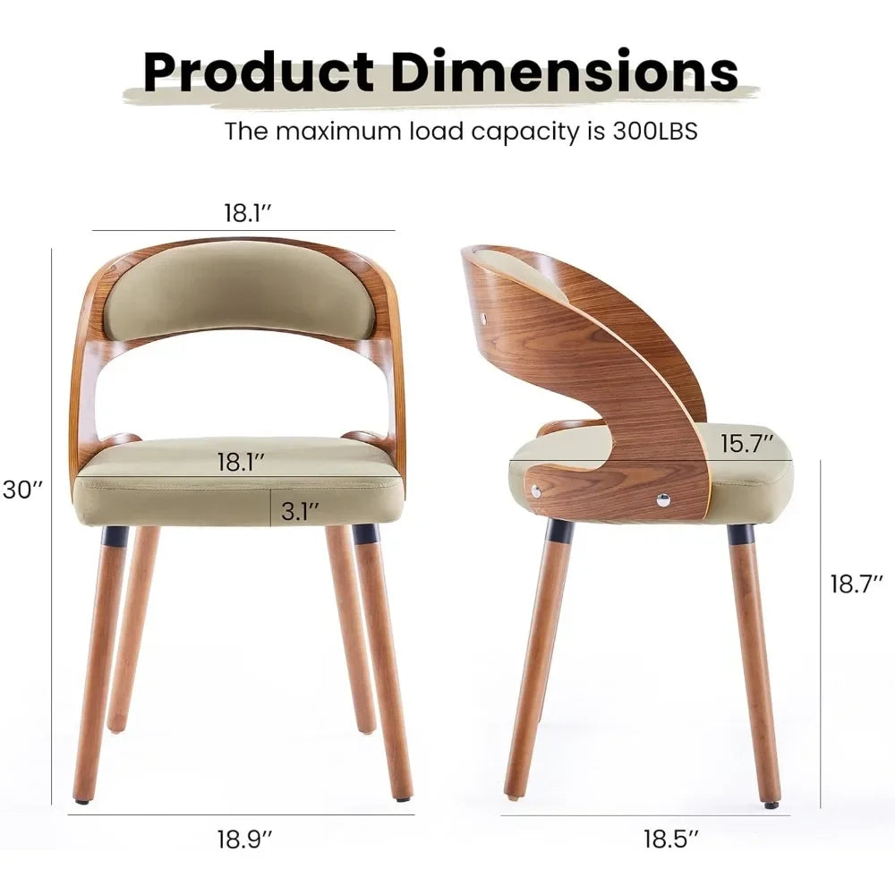 Modern Wood Dining Chairs Set of 4 Upholstered with Curved Backrest for Kitchen Dining Room Living Room, Customized