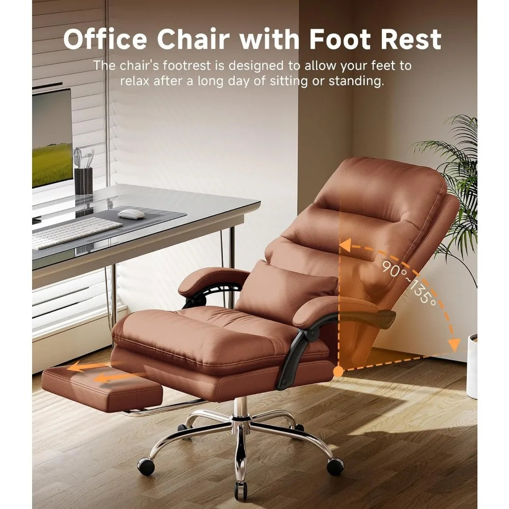 Office Chair, Big and Tall Office Desk Chair, Ergonomic Office Chair, 400LBS PU Leather Computer Chairs, Executive Chair with Fo