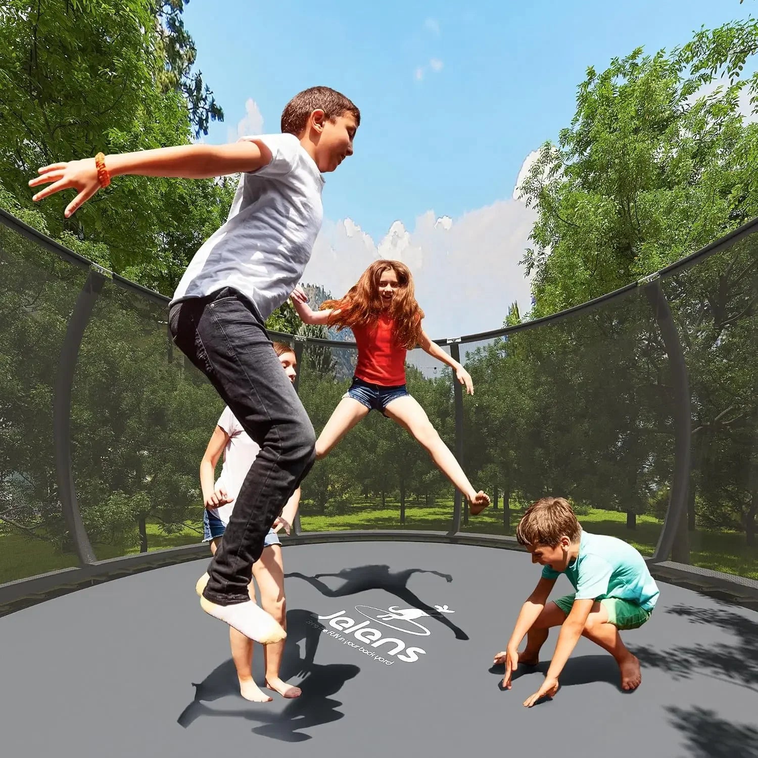 8FT 10FT 12FT 14FT 16FT, Recreational Trampolines with Enclosure Net and Ladder, Outdoor Anti-Rust Trampolines for Kids and