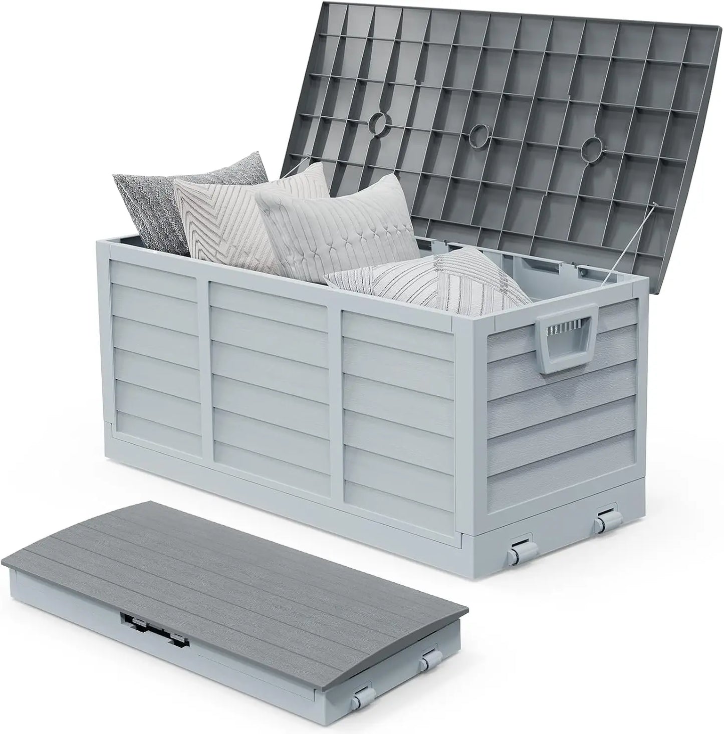 75 Gallon Outdoor Storage Box, Lockable Plastic Storage Containers with Lid, Patio Deck Box Furniture for Garden,