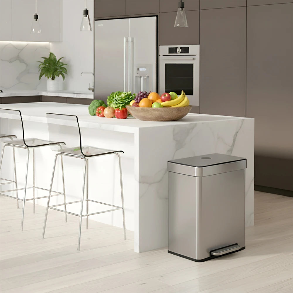 DOPINMIN Two Compartment Stainless Steel Pedal Trash Can