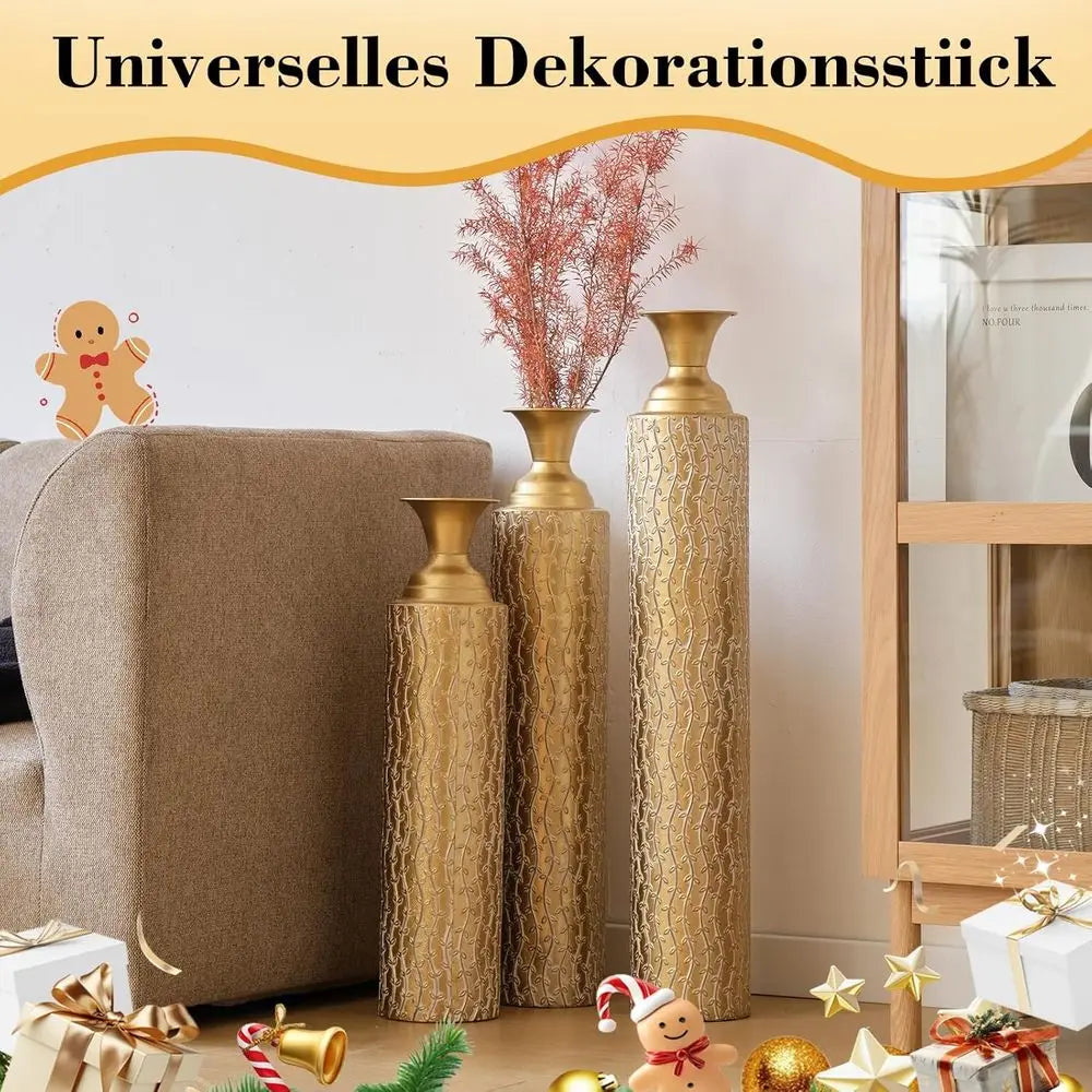 Vases Decorative Tall Set of 3 Extra Large Tall Metal Floor Vases Home Decor for Fake Flowers Center Vases for Centerpieces 34,