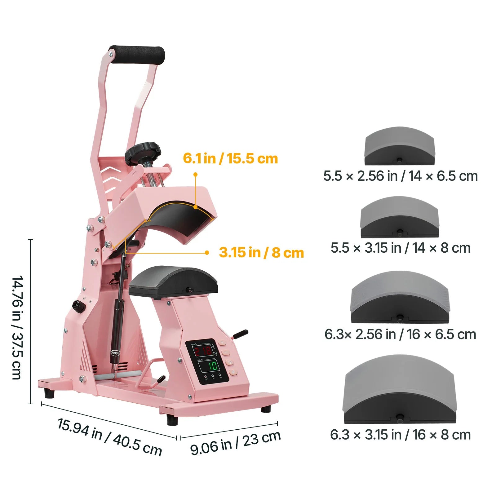 SucceBuy Hat Heat Press Machine with 2/4pcs Interchangeable Platens Precise Temperature and Time Control Hat Heat Press