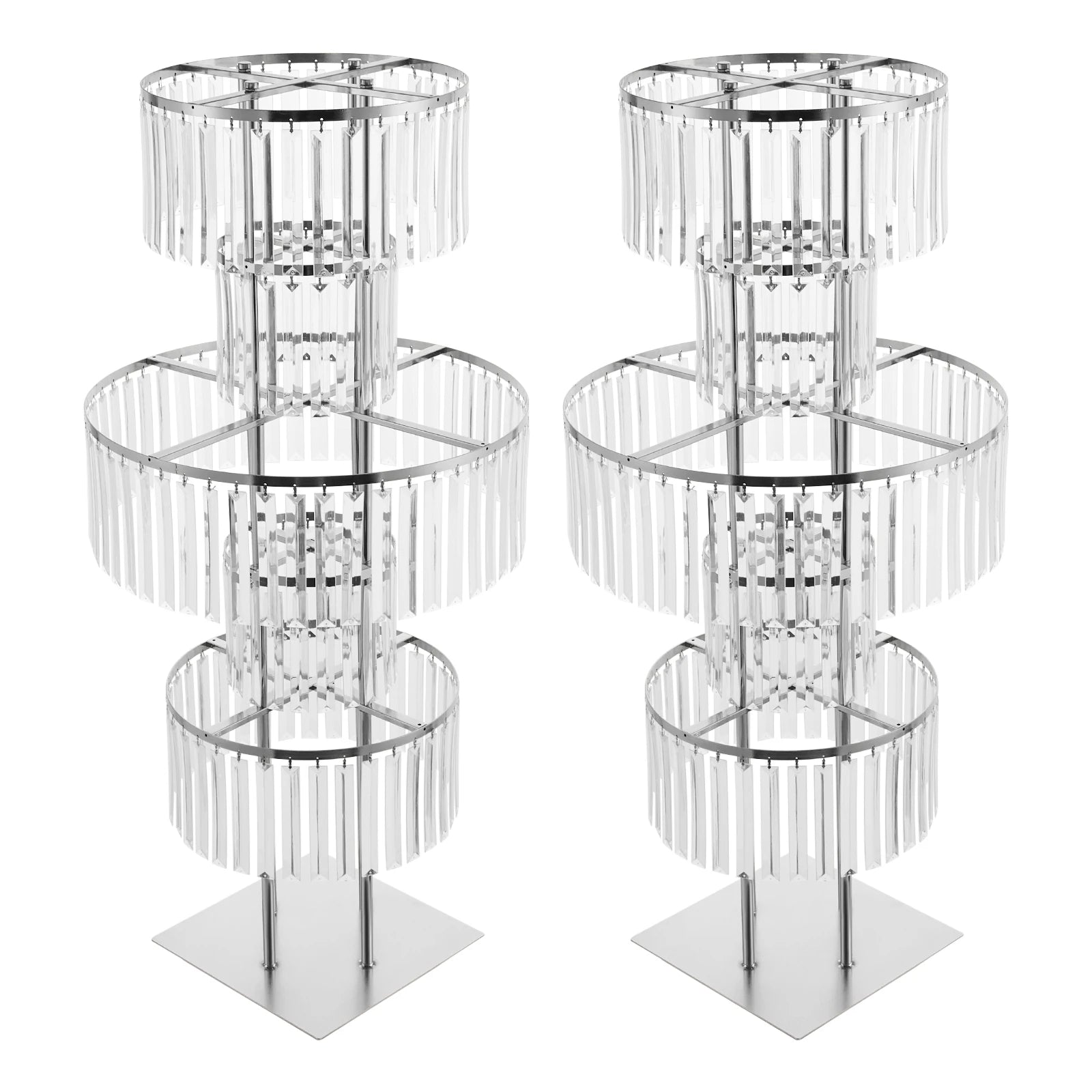 2PCS 5-tier Crystal Flower Stand Wedding Centerpieces Crystal Vases Premium Display Shelf for Party Table Decor Gold/Silver