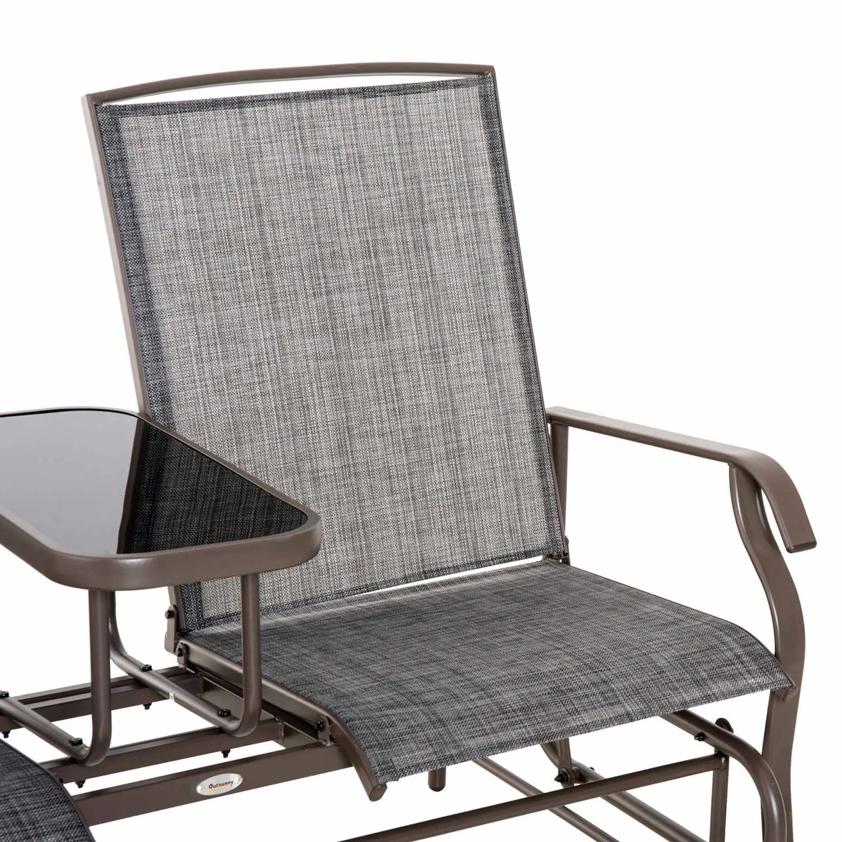 Outsunny Outdoor Two Person Steel Glider Chair With Center Table