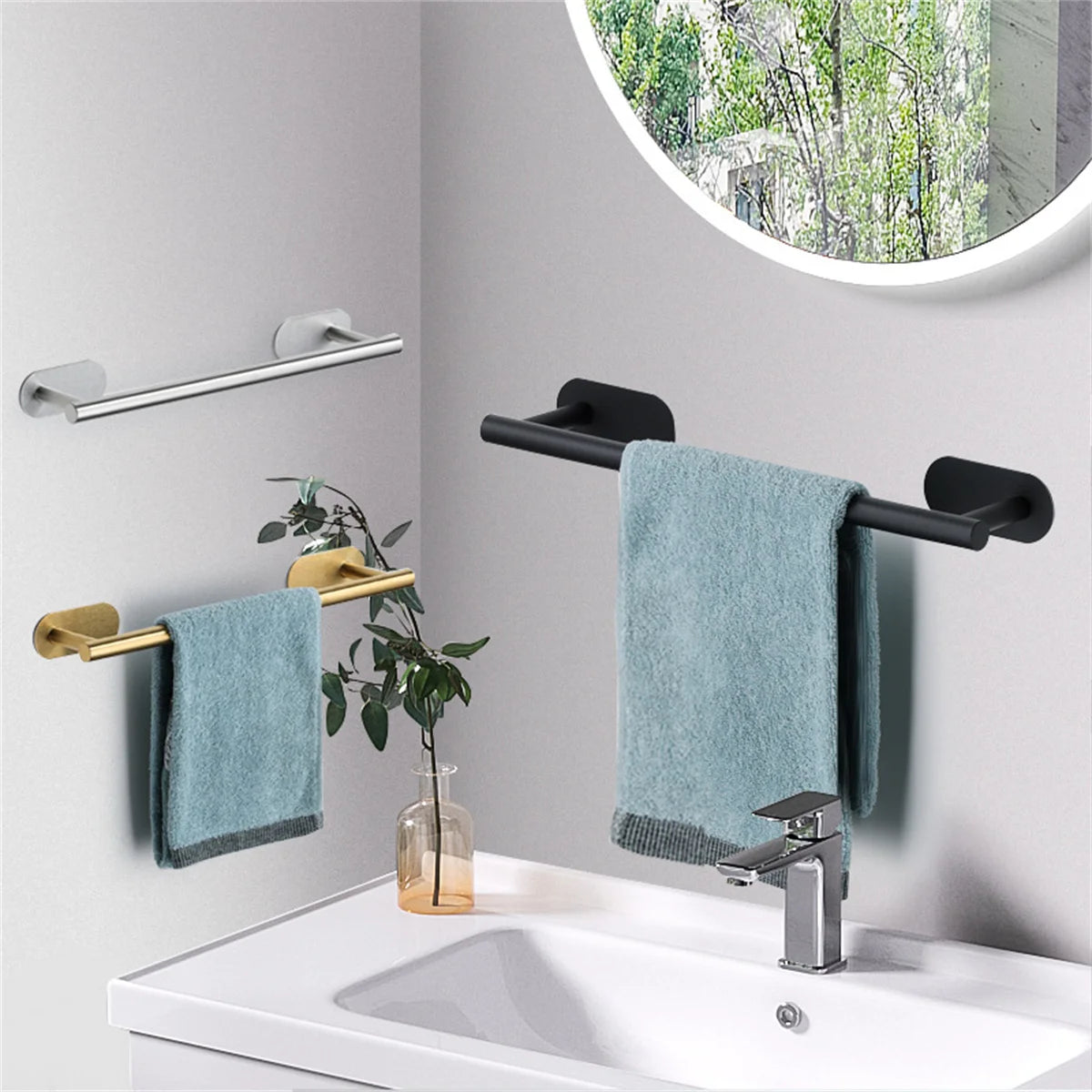 Towel Racks for Bathroom, Adhesive Towel Bar, Hand Towel Holder, Kitchen Towel Holder, No Drill Towel Holder, Bathroom Accessories