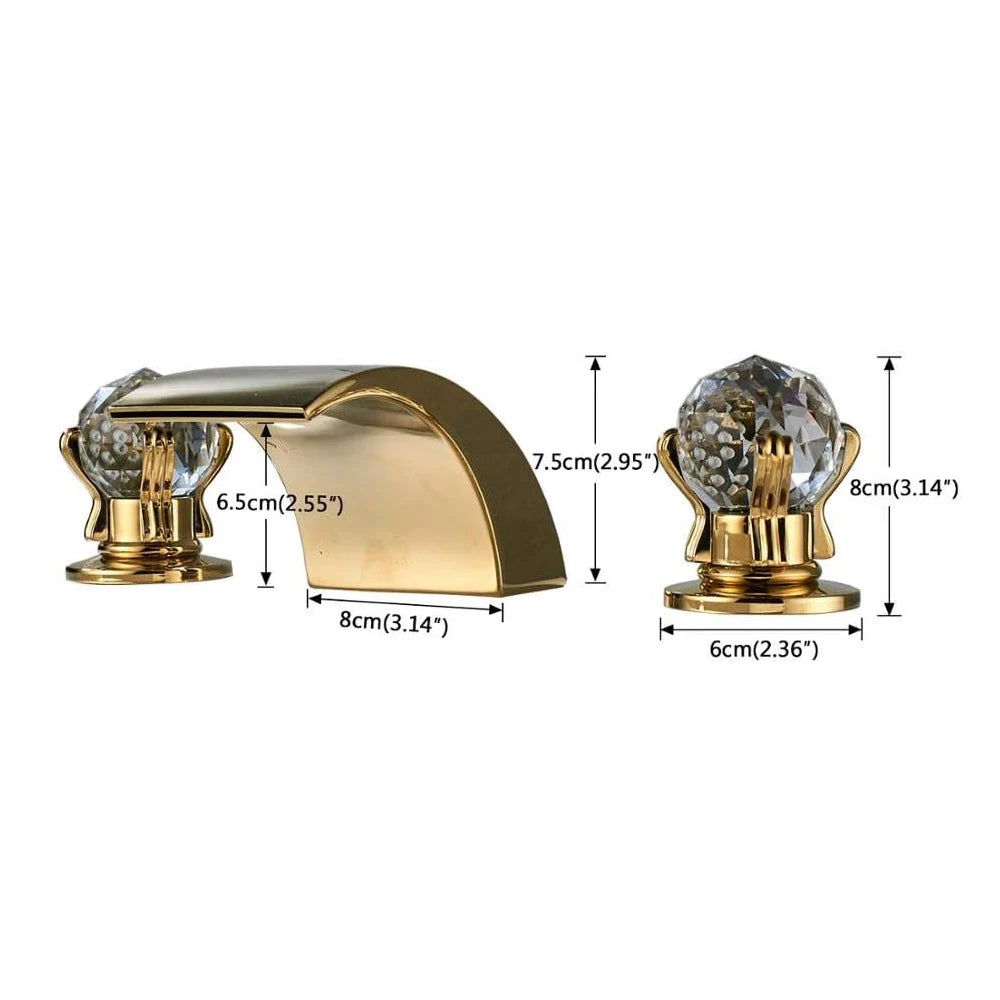 Quyanre LED Widespread Bathroom Faucet Waterfall Lavatory Mixer