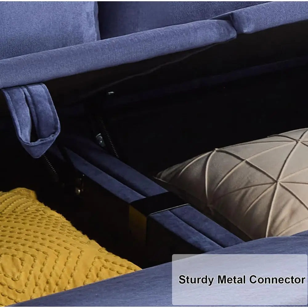 ular Soa Couch with Seat Storage, Blue dle Armrest Couch with Pillow, abric Storage Soa with Reclining Arms and Backs or Living