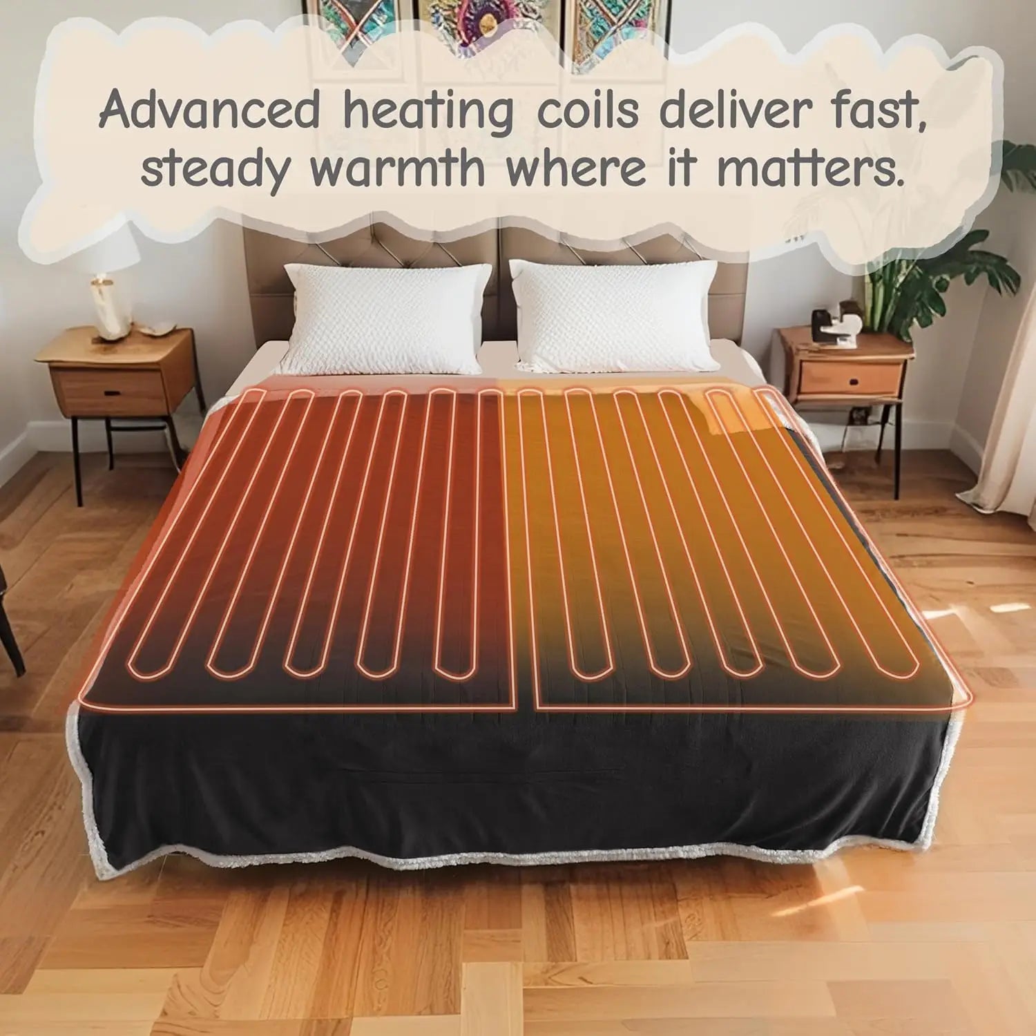Electric Heated Blanket Full Size 72x84, Soft Flannel with Overheat Protection, 9 Heat Settings & Auto-Off Timer