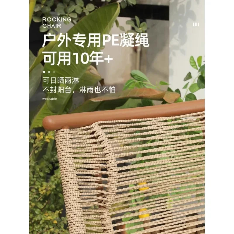-Rocking Chair Lazy Person, Leisure Balcony, Sofa Chair, Home Living Room Outdoor Rattan Internet Famous Rocking