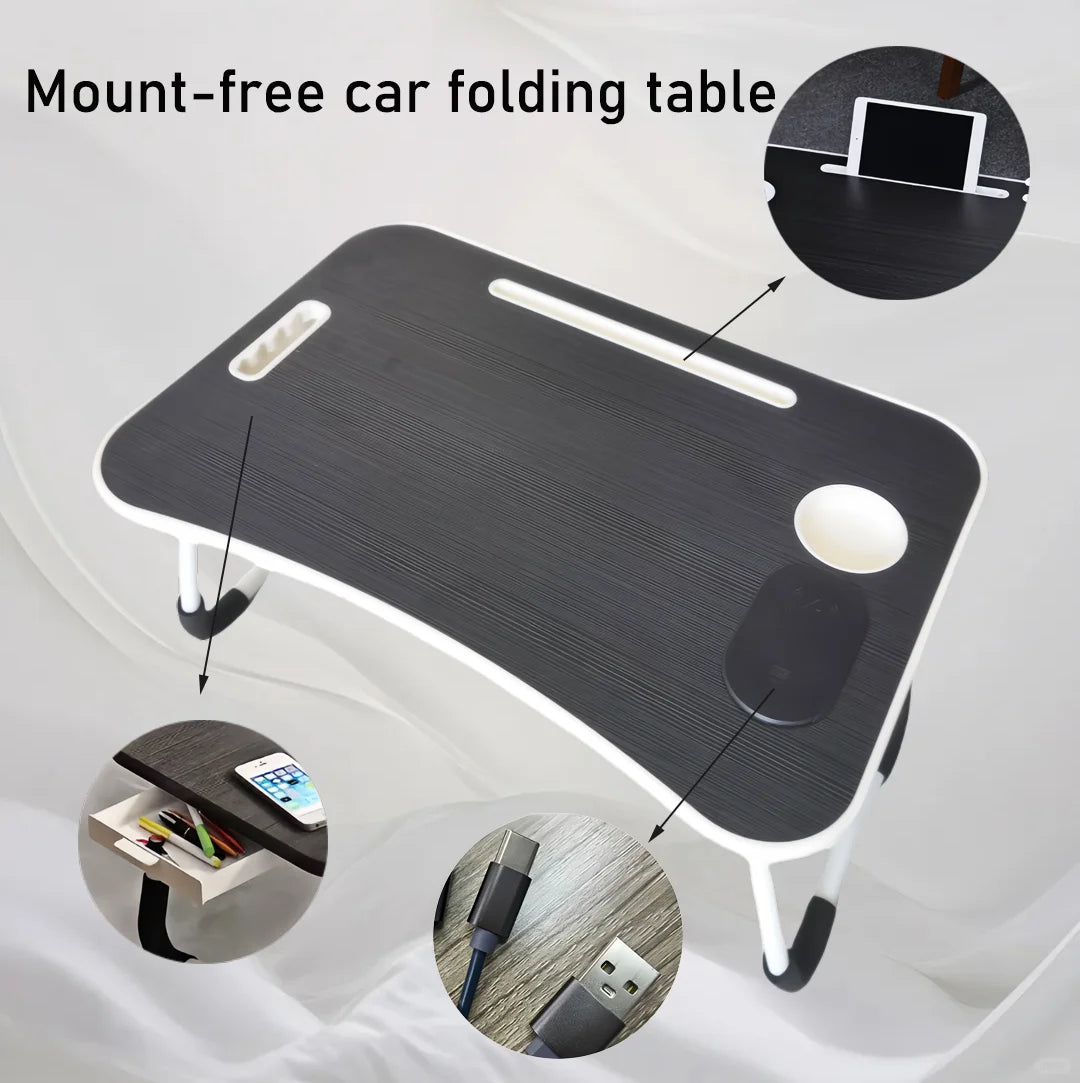 Simple, Sturdy, Durable, Wireless Charging Capable, Foldable Small Table, Bed Laptop Table
