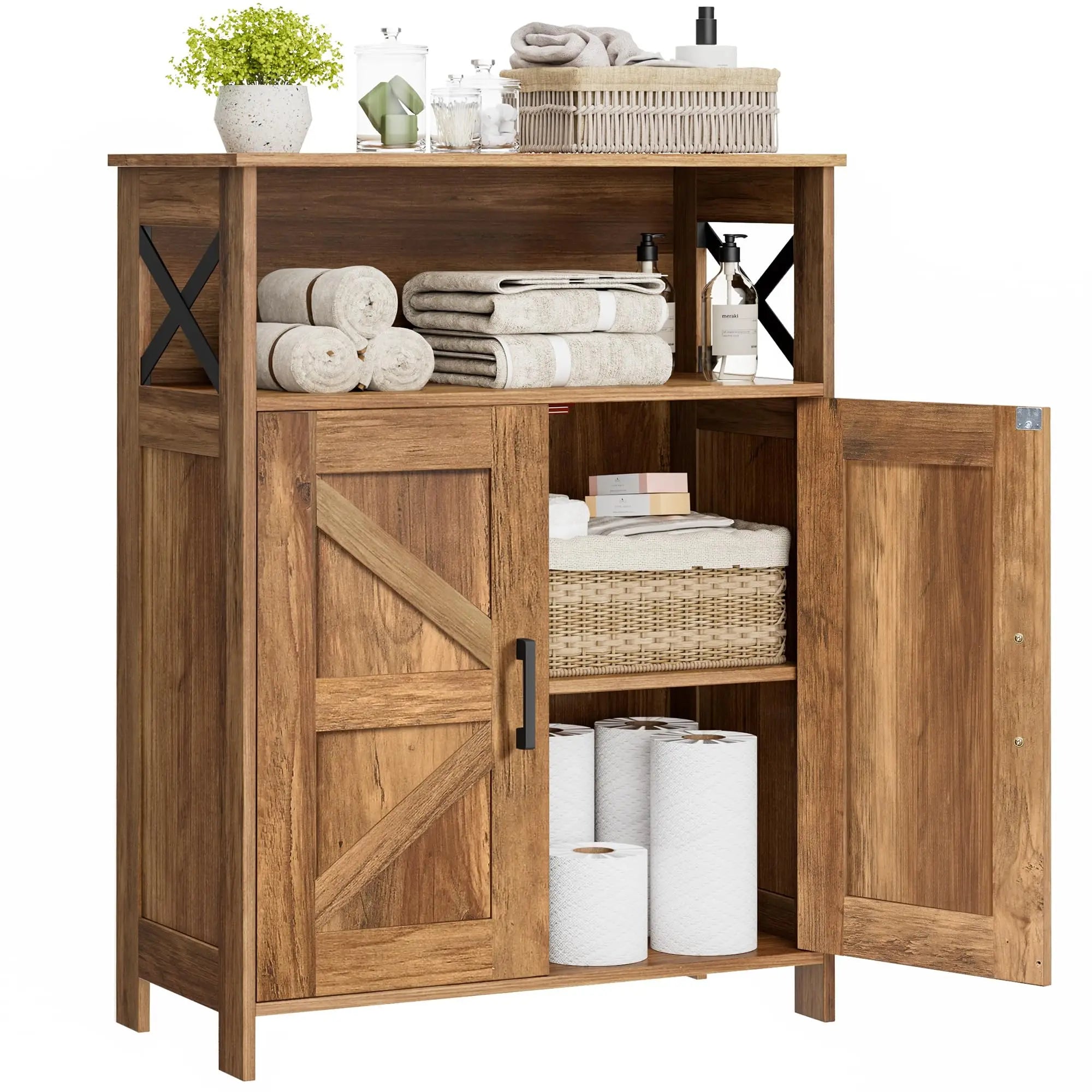 Bathroom Storage Cabinet With 2 Doors, Toilet Paper Cabinet With Adjustable Shelves, Small Bathroom Cabinet Fo