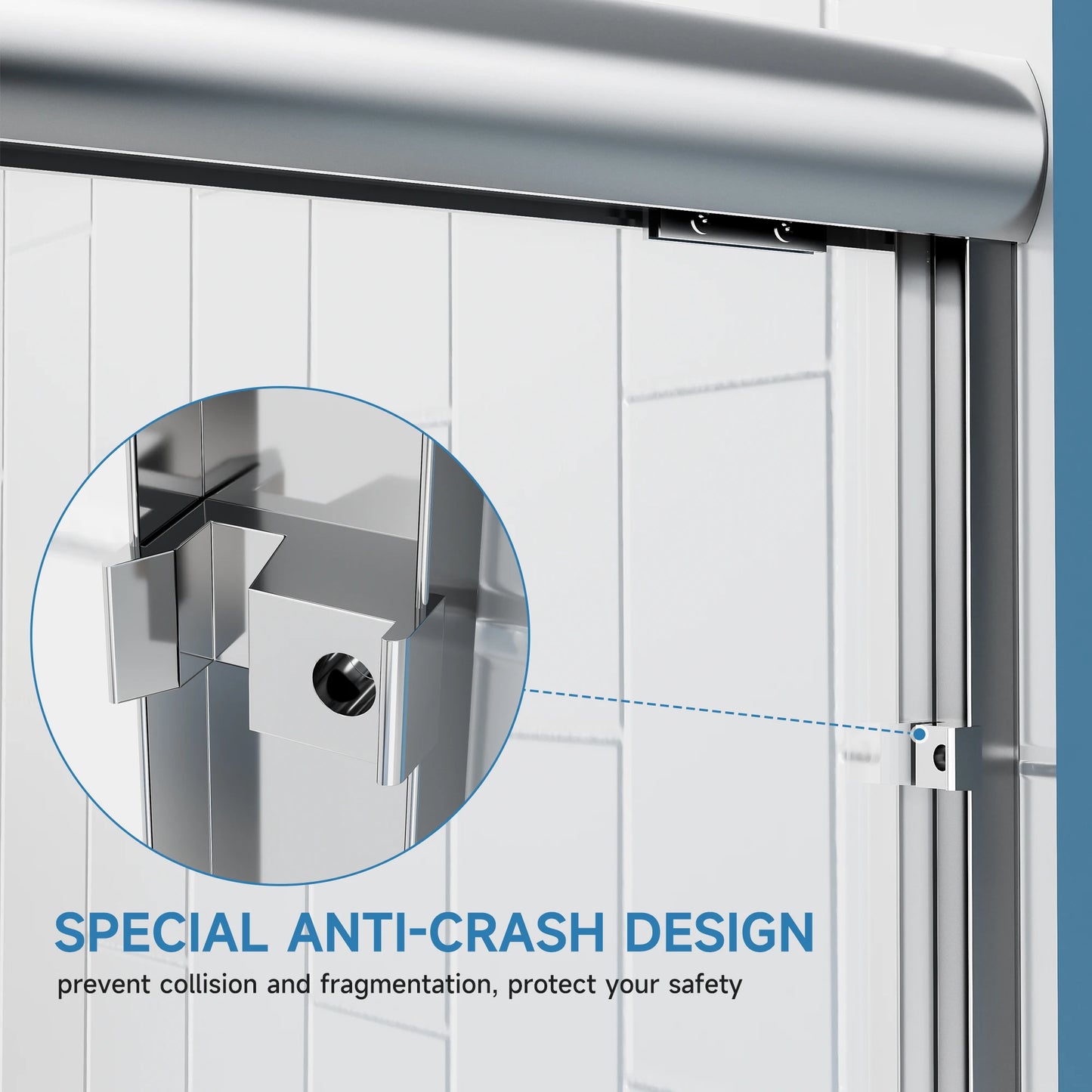 56"- 60" W x 72'' H Double Sliding Door, Semi-Frameless Shower Door, 1/4" (6mm) Tempered Glass for Walk-in Shower