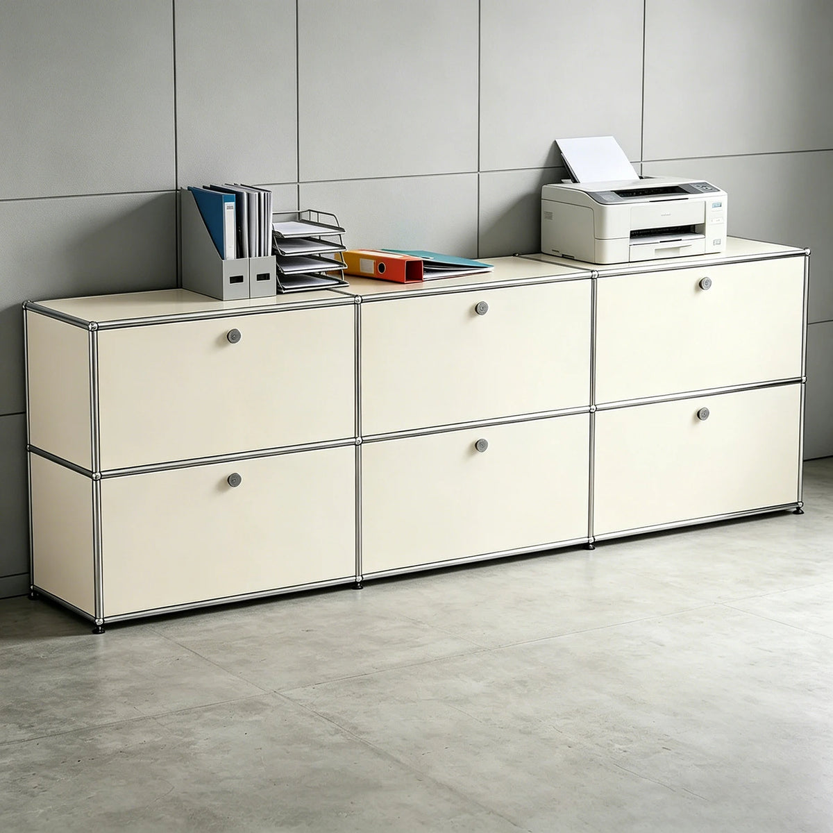 Modern Freestanding Multi-Door Metal Frame Modular Storage Sideboard