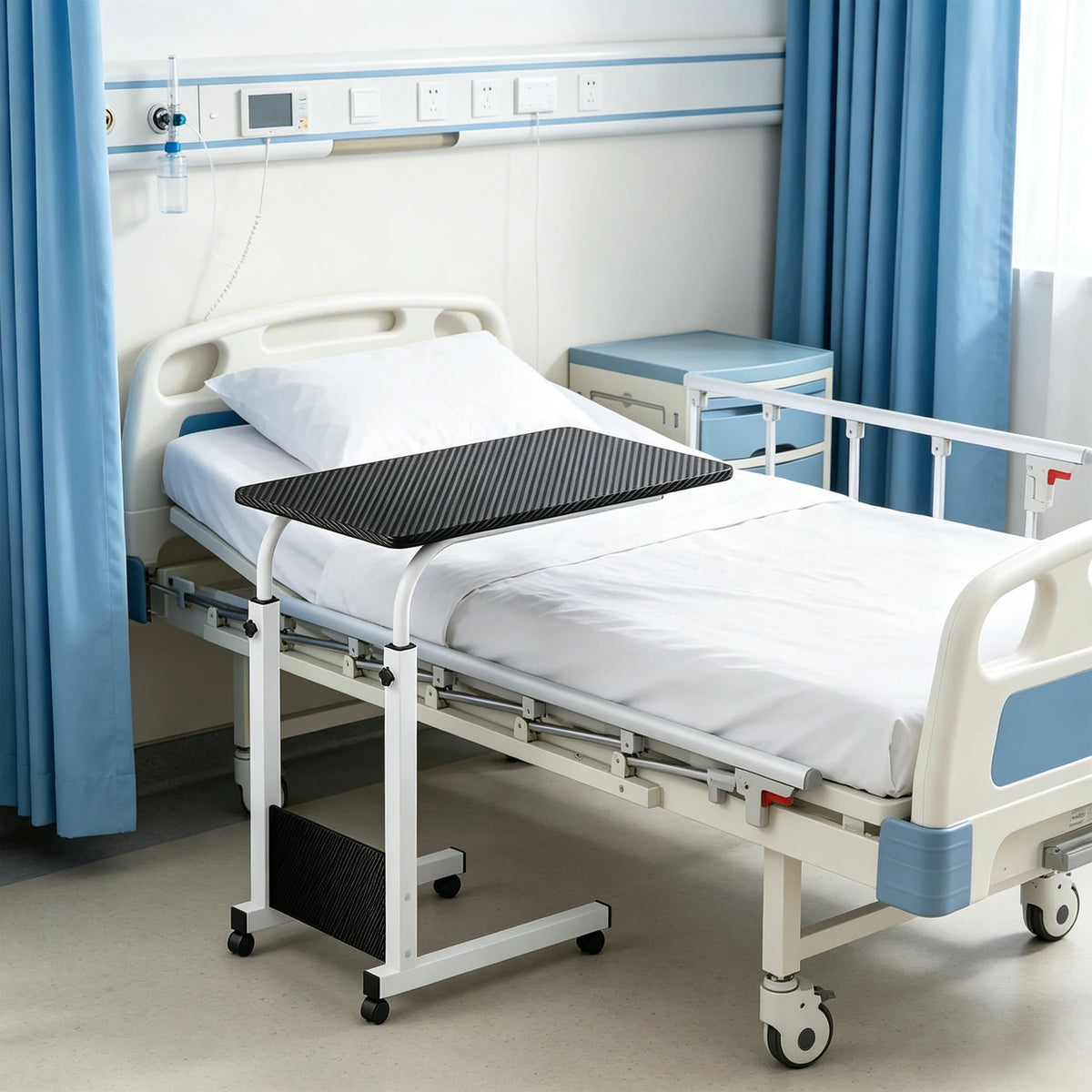 Adjustable Rolling Laptop Cart Overbed Table for Bed or Couch